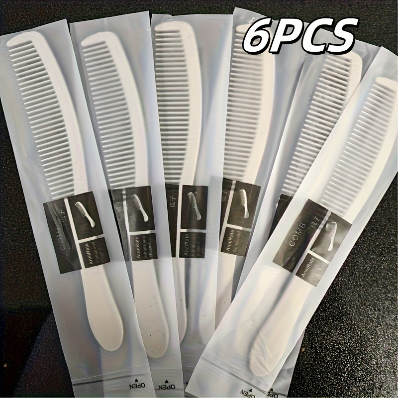Set Of 6 Single-use Combs For Hotels And Salons, Packaged Individually, Ideal For Personal Grooming During Travel And