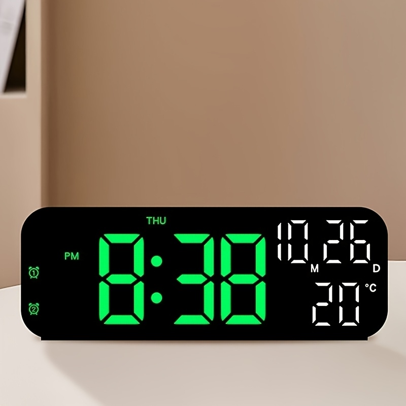 TEMU Digital Led Wall Clock Large Led Display Desk Alarm Temperature Date