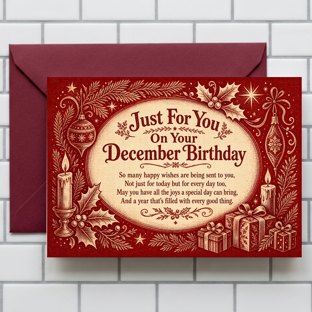 TEMU December Birthday Greeting Card, Vintage Christmas Design, For December Birthday Adults, Family, , Ideal For December Birthday Celebration, ,