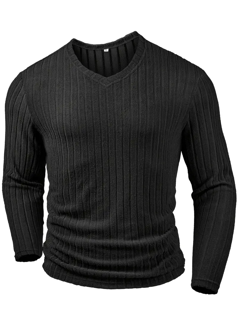 mens fashion mens t shirt autumn winter casual ribbed v neck long sleeve mens henley shirt casual wear design medium stretch fabric durable construction pullover top Product details 1