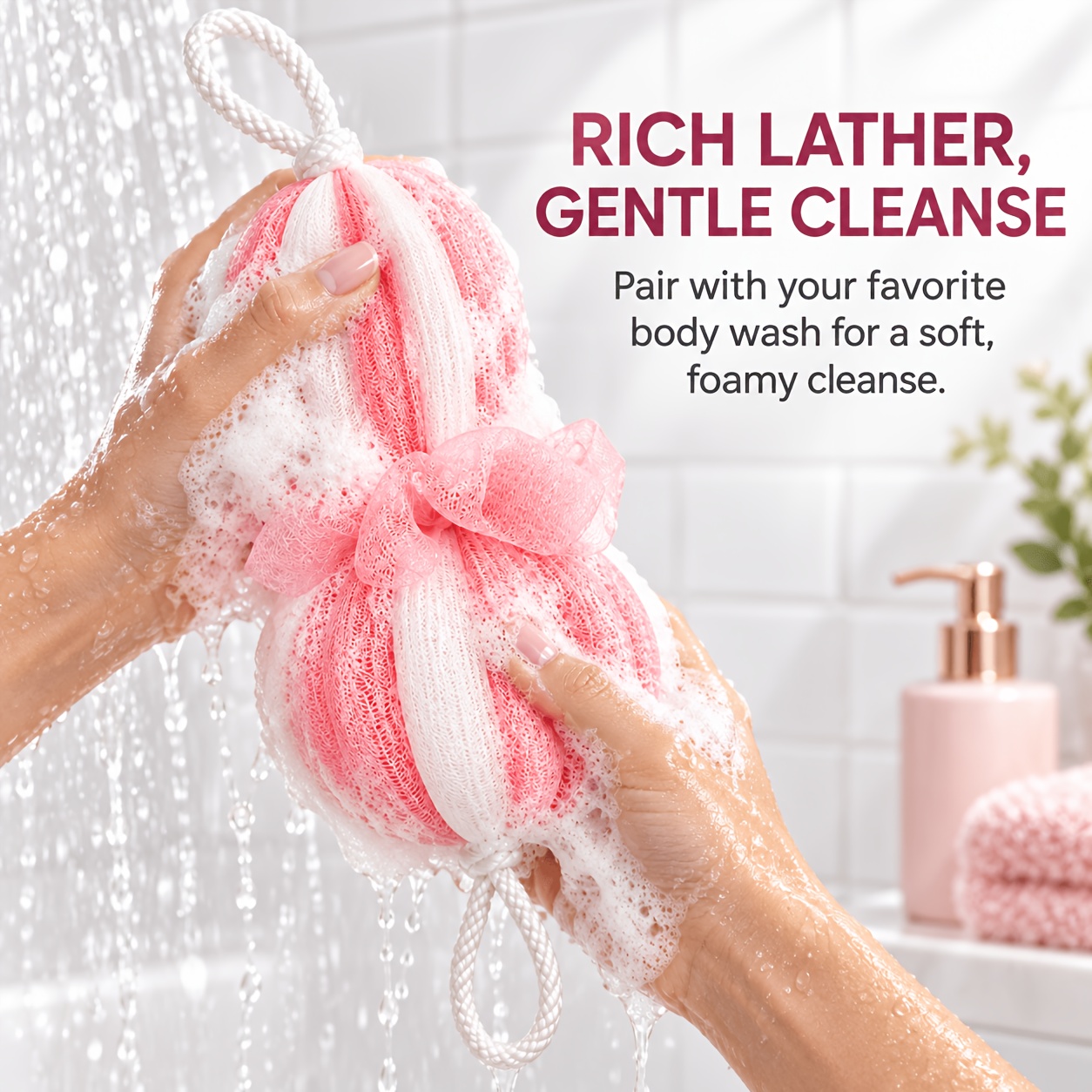 2pcs Bath Set: Exfoliating Glove and Loofah Combination