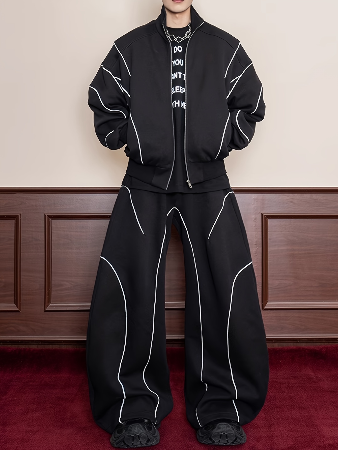 Men’s White Stripe Underpants with Zipper Set