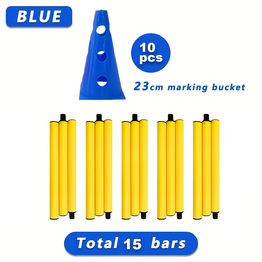 TEMU Lot de 6 ou 10 seaux de panneaux perforés de 23 cm et 9 ou 15 poteaux de panneaux de rangement détachables, perches à chiens, cônes de 'obstacle