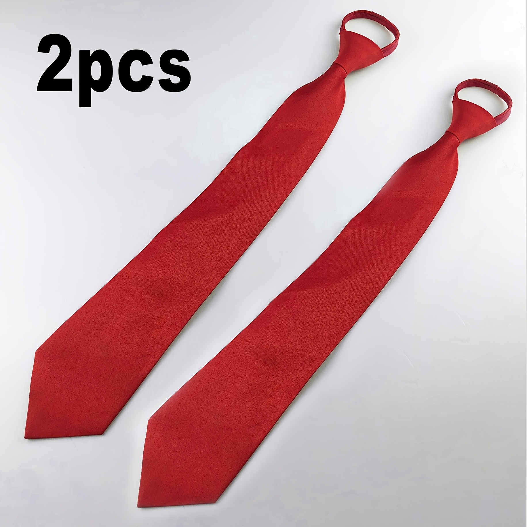 TEMU 2pcs Corbata para hombre de color sólido con cremallera, 44 cm, fácil de sujetar, corbata artificial , práctica, formal, estilo coreano para