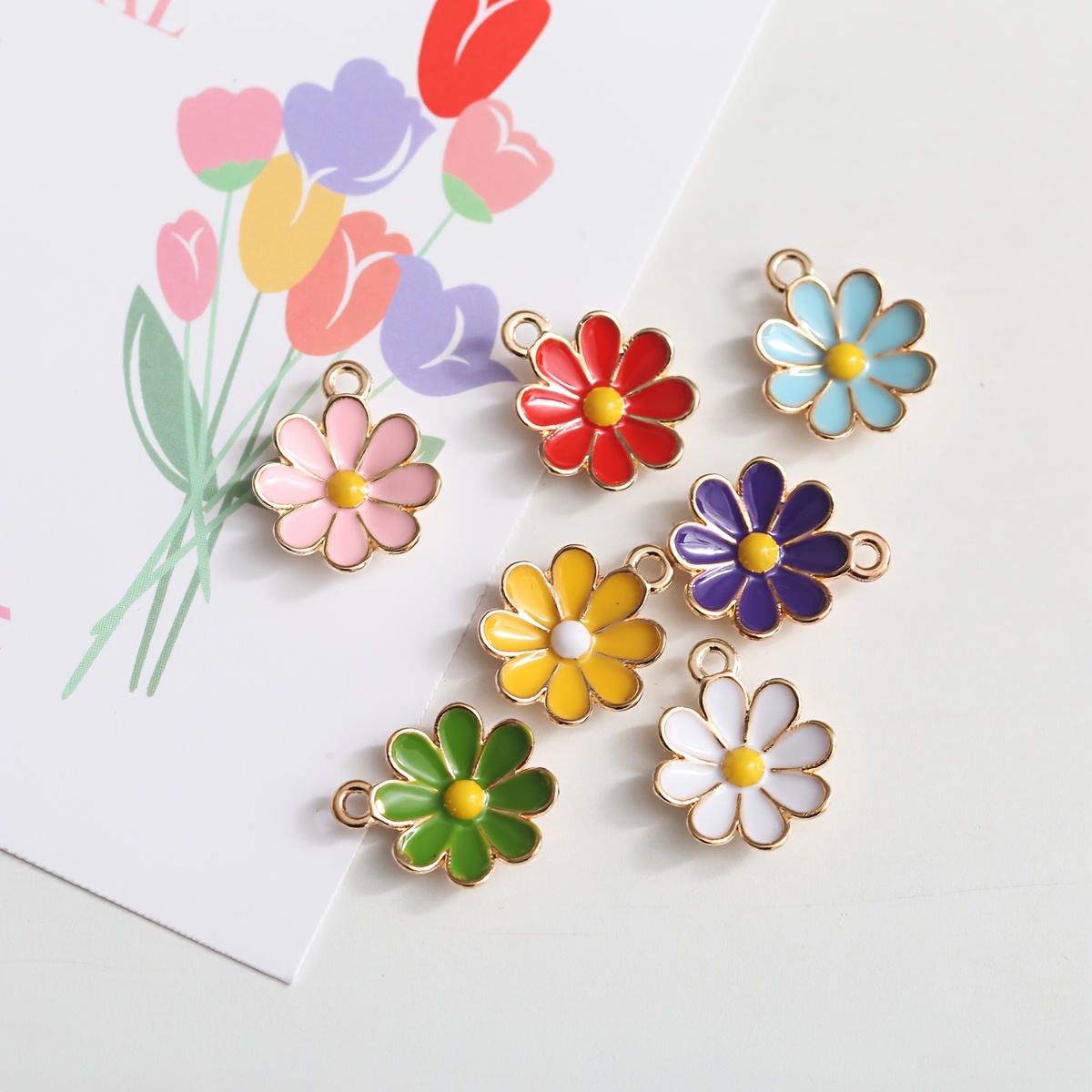 

20pcs Enamel Flower Charms For Making - Zinc Alloy Pendants For Bracelets, Necklaces & Earrings Crafting