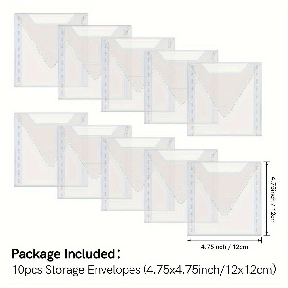 TEMU 10pcs Storage Envelope Set - Durable Plastic Folders For Scrapbooking, , Cutting Dies & Paper Crafts Organization