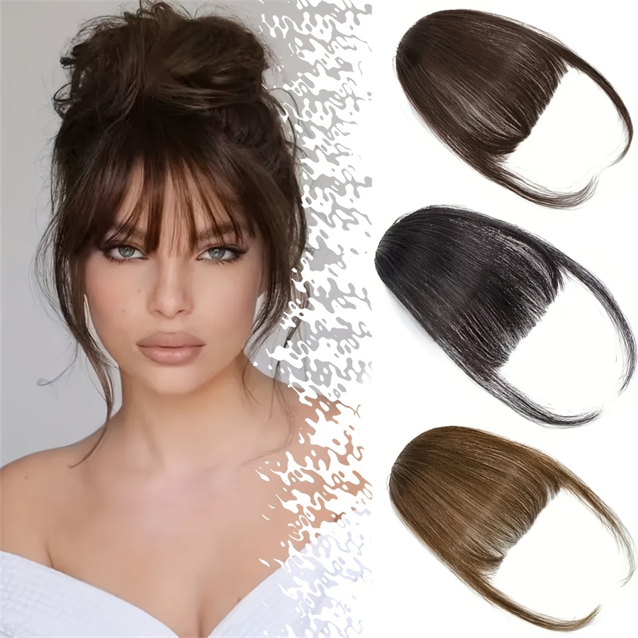 

1pc Elegant Synthetic Bangs Hair Clip, Natural Full Bangs Hair Accessories For , , Black, Bangs Hair Accessories