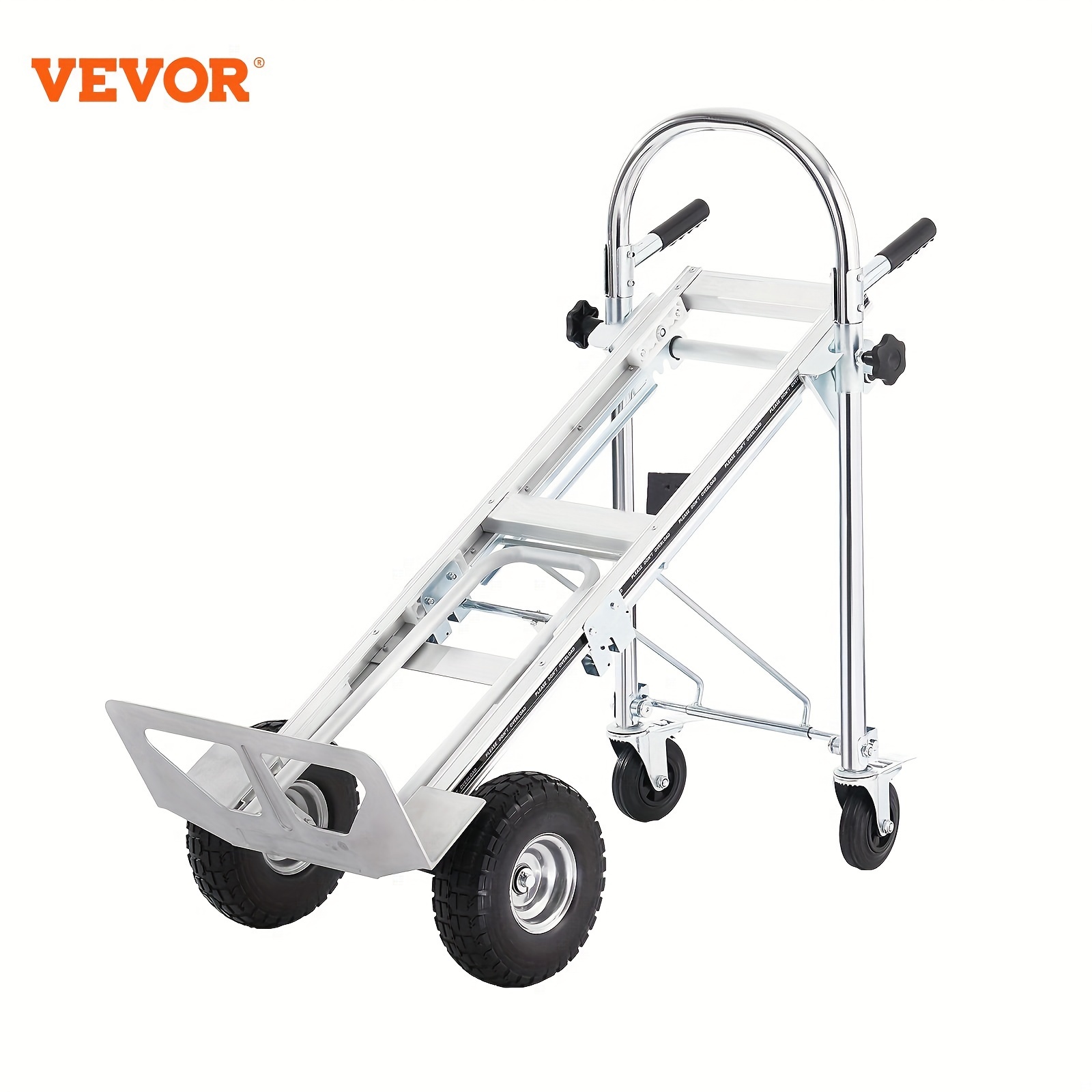 

Vevor Aluminum Folding Hand Truck, 4 In 1 Design 1000 Lbs Capacity, Heavy Duty Industrial Collapsible Cart, With Rubber Wheels For Transport And Moving In Warehouse, Supermarket, Garden