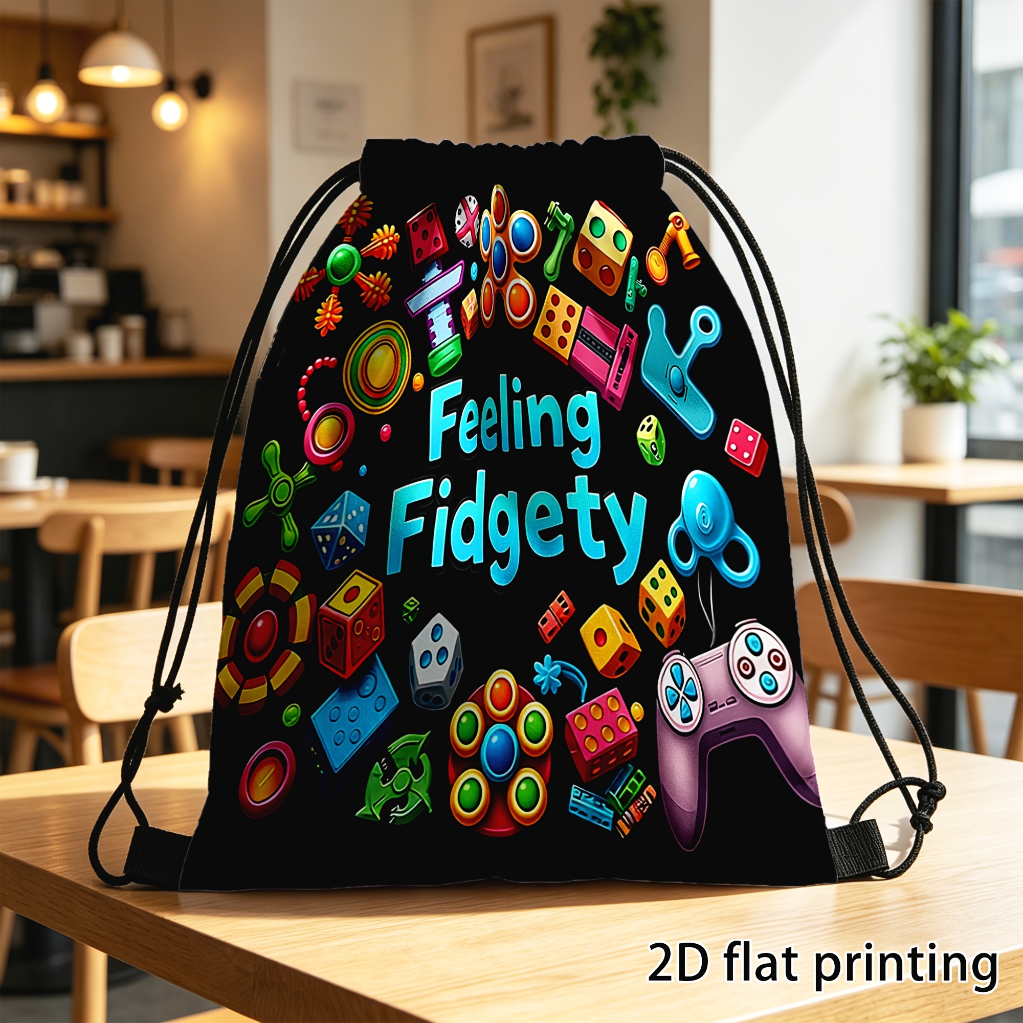 TEMU 1pc, Drawstring Bag, Sports And Fitness Bag, Backpack, Double Sided Print, Pack, Vibrant Fidget S And Series Entertainment And , Suitable For