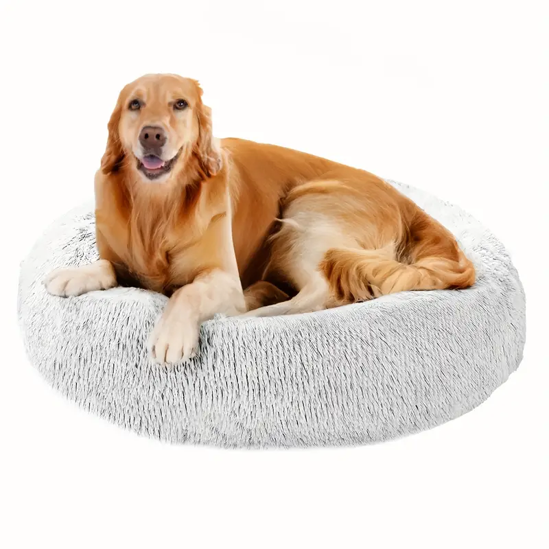 Calming Dog & Cat Bed, Donut Cuddler Warming Cozy Soft Round Bed, Fluffy Faux Fur Plush Cushion Bed For Small Medium And Large Dogs And Cats (40.64cm/50.8cm/60.96cm/71.12cm/78.74cm/99.06cm)