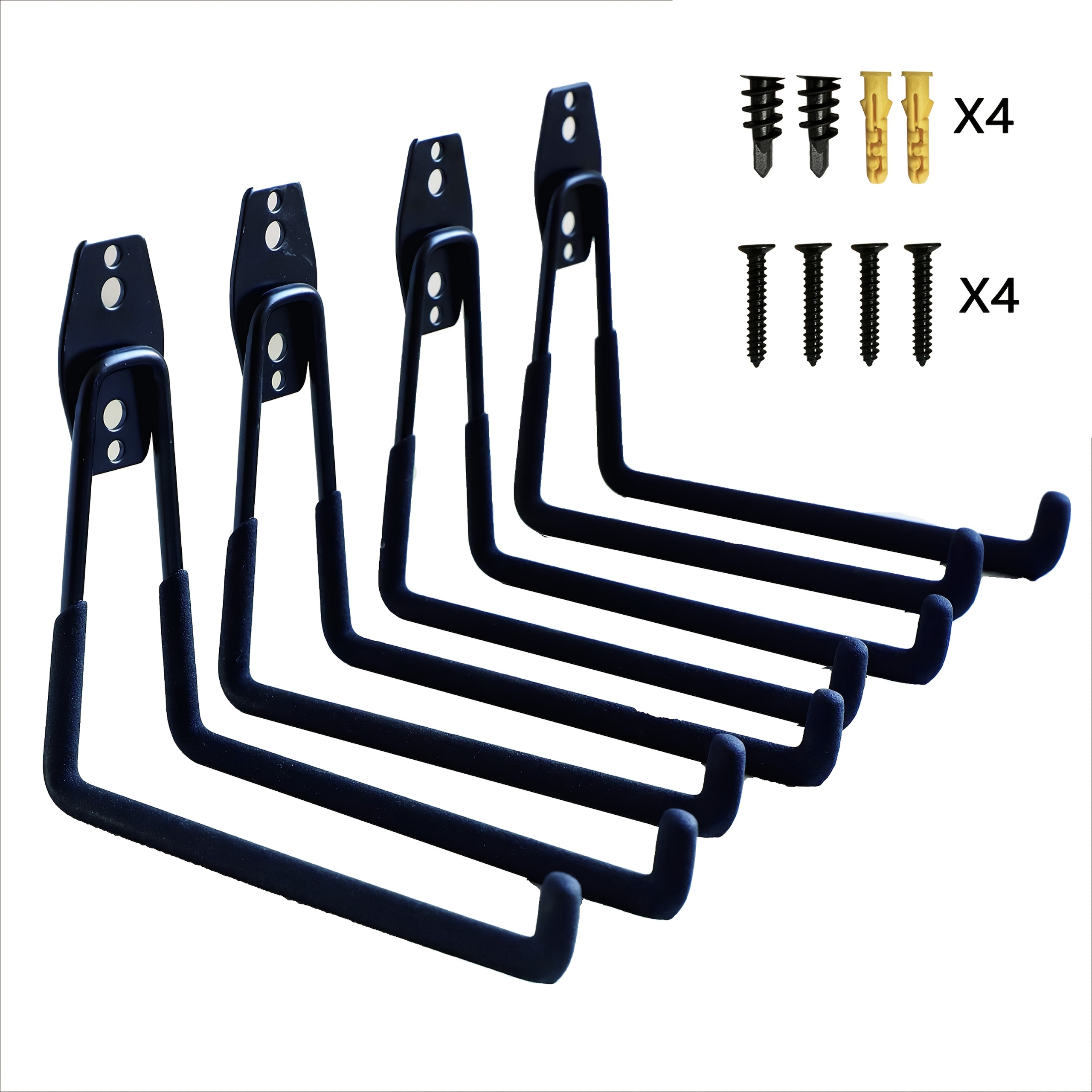 TEMU Heavy-duty Garage Hooks - 4-pack Extra Long 7.5-inch Heavy-duty Hooks With Rustproof Powder-coated Finish, Heavy-duty Steel Construction For