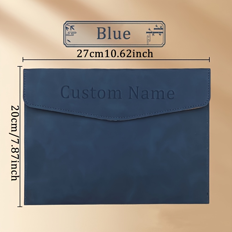 TEMU Customizable Name Document Pouch, Envelope File Folder, Office Document Portfolio Bag, Personalized Business File Holder, Custom Gift,multi-use