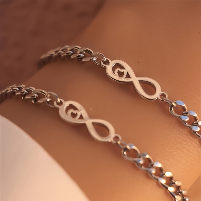 2pcs Infinite Loop Love Couple Bracelets, Retro Design