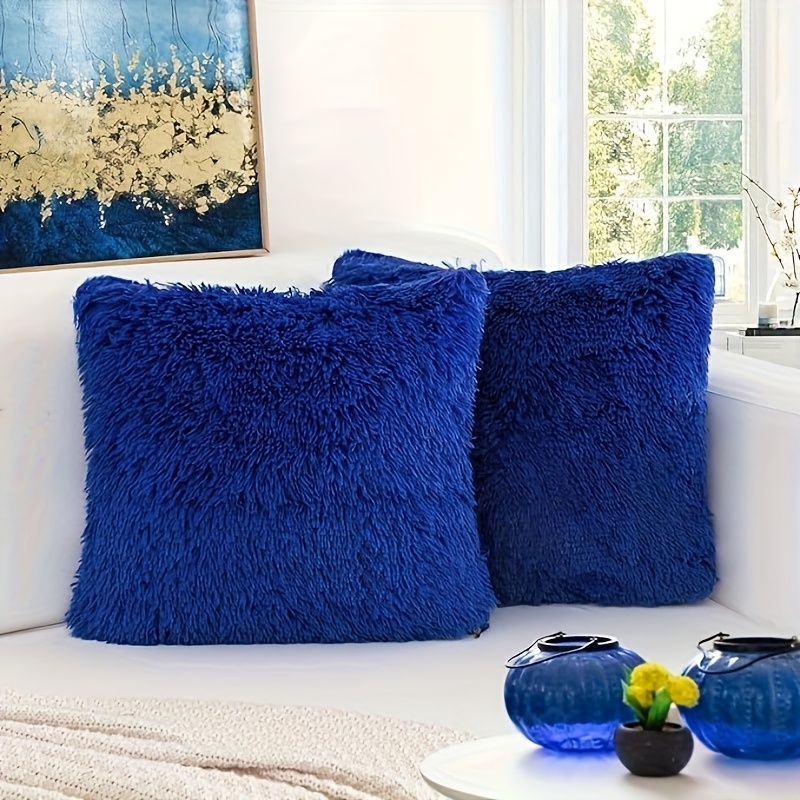 TEMU Lot de 2 taies d'oreiller de luxe en peluche, taie d'oreiller confortable en peluche pour décoration d'hiver, housse de coussin pour canapé et
