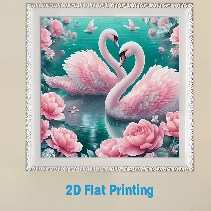 Image of A 5d Cube Diy Round Diamond Painting - Beautiful Swan Hanging Decorative Painting. Suitable For Beginners And Craft Enthusiasts, A Craft That Allows For Interaction Between.