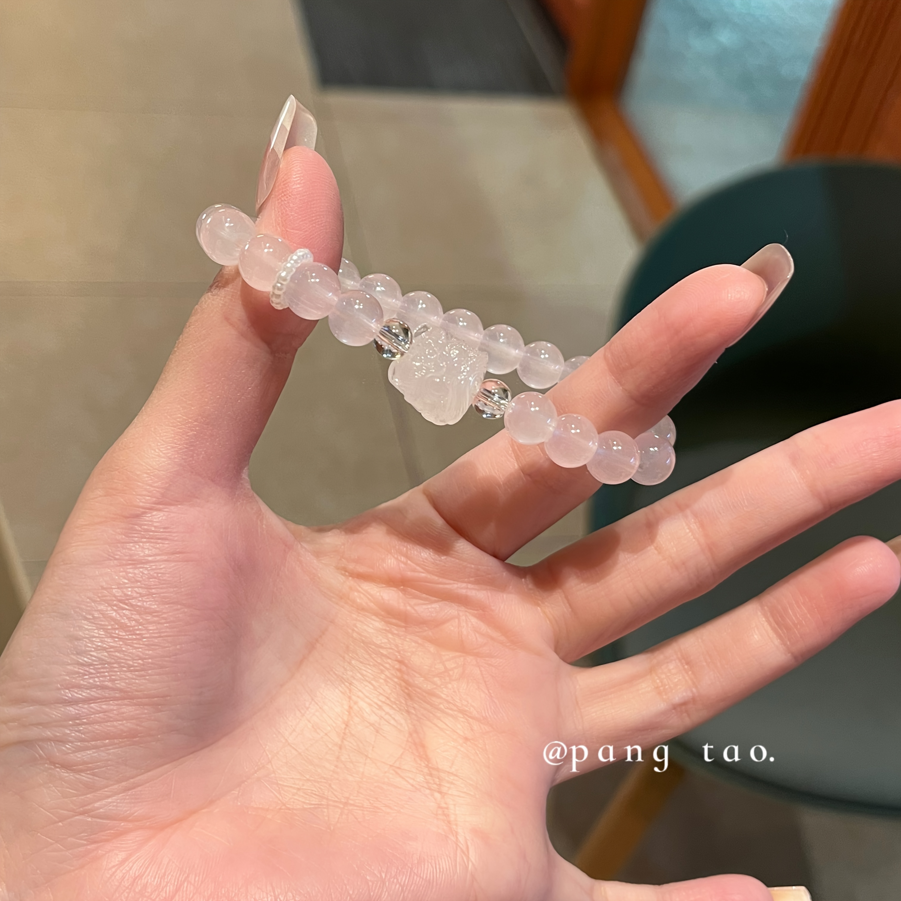 Women's Peach Blossom Crystal Bead Bracelet, Romantic Design