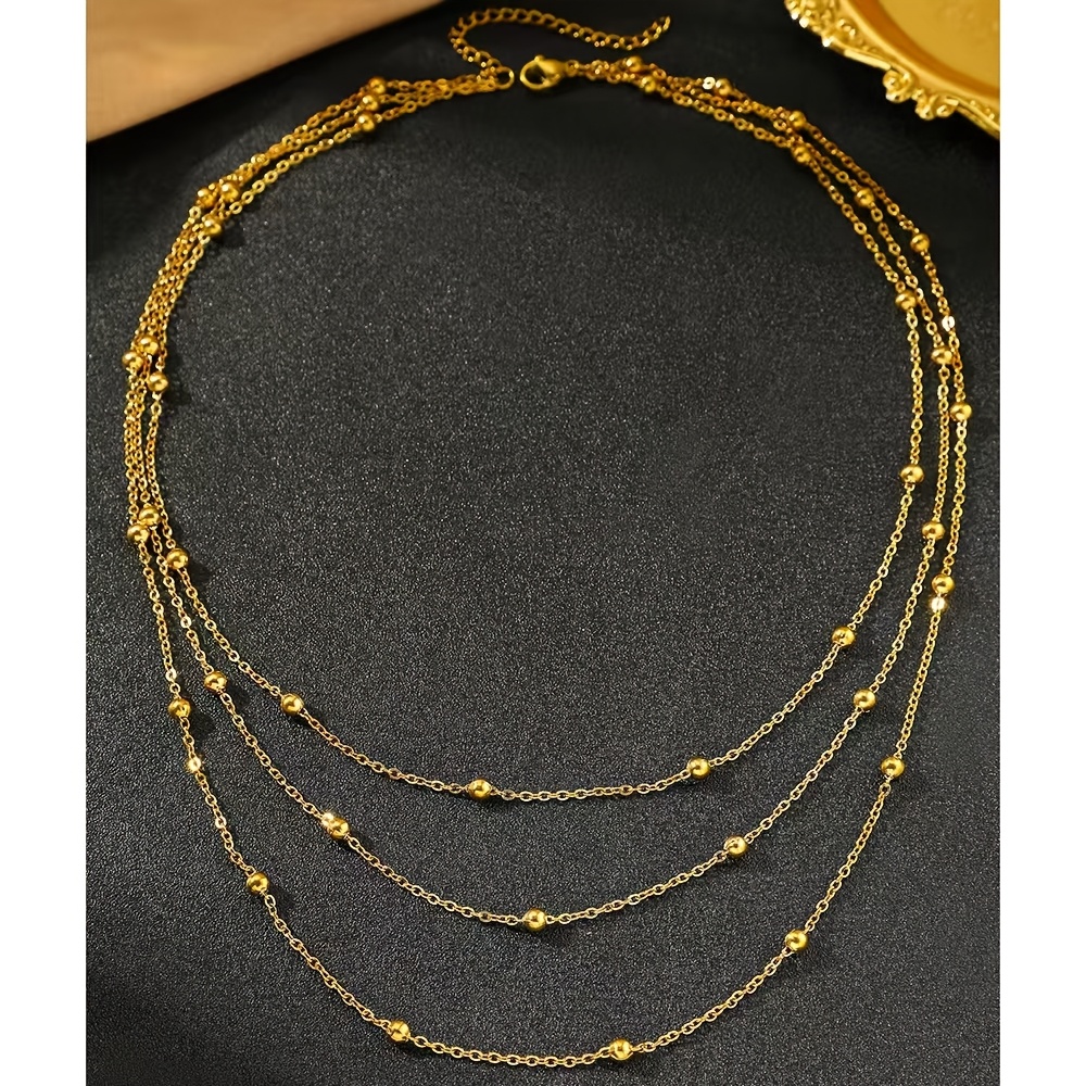 Light Luxury Elegant Cute Fashion Women' Steel Casual Vacation Party Versatile Three-layer Stacked Necklace