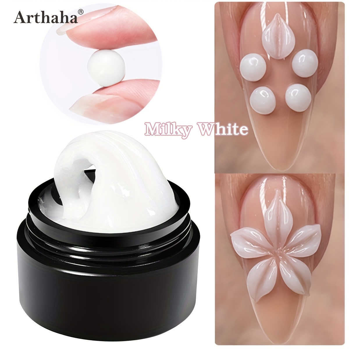 White Nail Extension Gel - Alcohol-free Solid Acrylic Carving Jelly For Halloween Nail Art, Flower Shaping & Diy Manicure Valentine's Day Gift