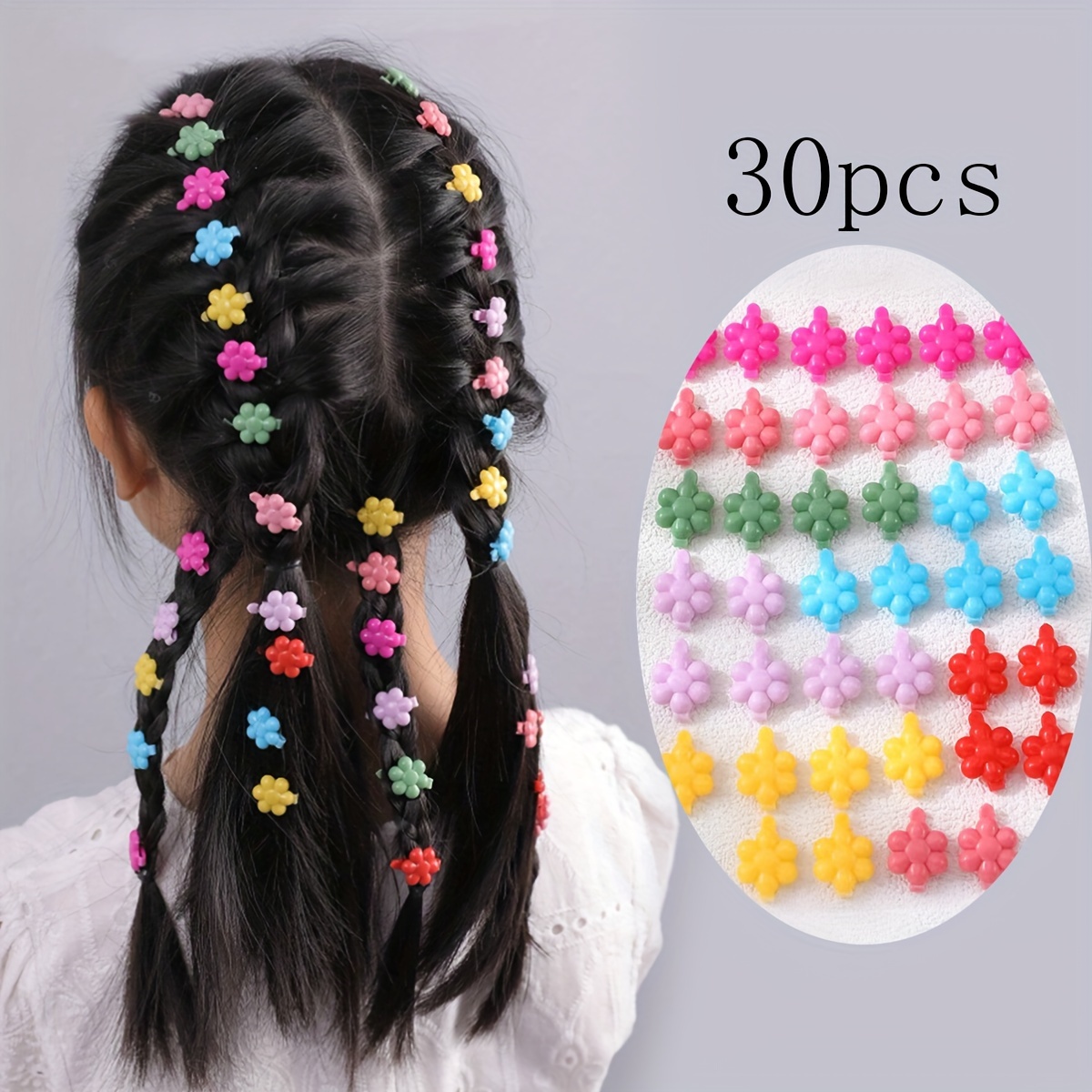 

30pcs Girls Spring And Summer New Colorful Five-pointed Star Hair Clips Small Flower Plastic Hair Clips Color Random