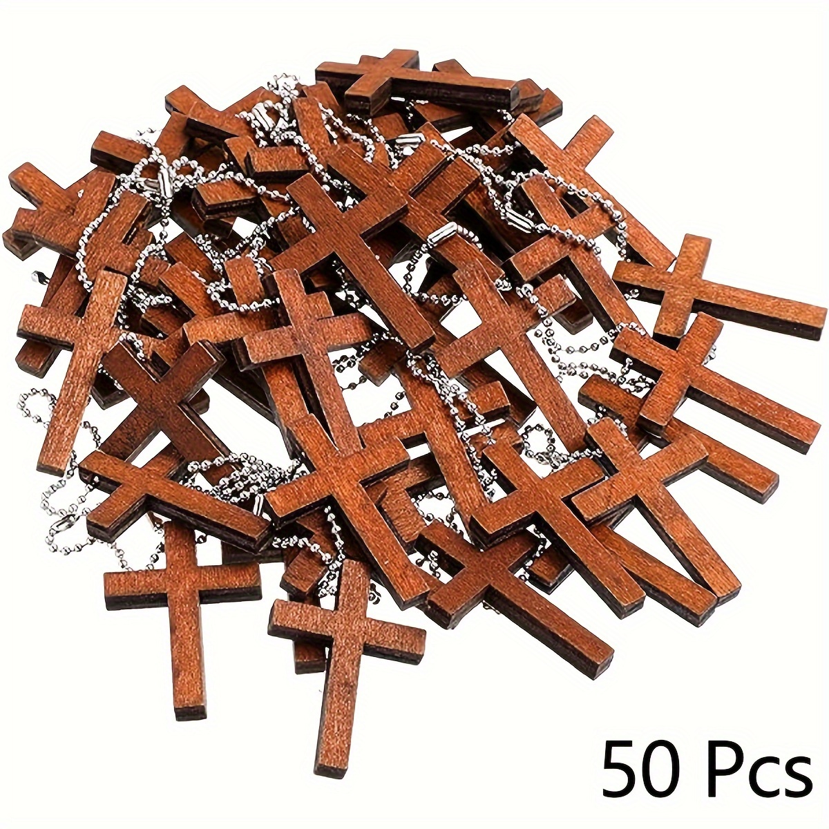 

50pcs Mini Croix en Bois Breloques Porte-clés Pour Hommes, Pendentif Porte-clés Pour Hommes