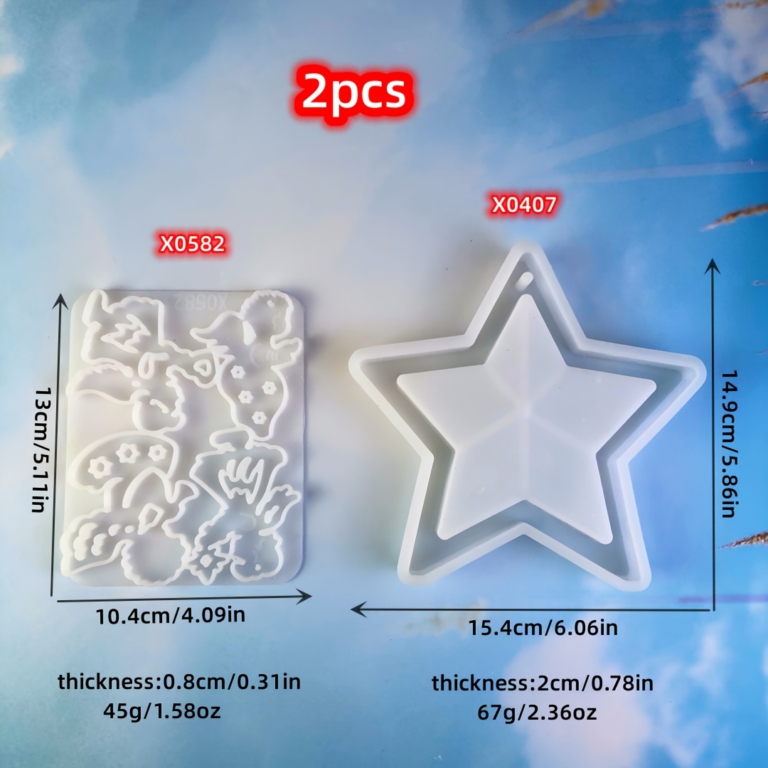 Image of Resin Casting Mold For A Five-pointed Star Ornament, Silicone Mold For Handmade Keychain, Casting Mold For Star Desktop Decorations, Home Decor Items, Holiday Gifts, Plaster Epoxy Resin Silicone Mold