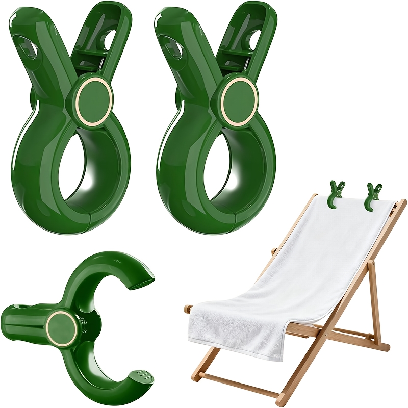 Image of 2/4pcs 4.1inch Large Beach Towel Clips, Heavy Duty Towel Holder Clips For Clothes, Towel Clips For Beach Chairs, Clothes Pins
