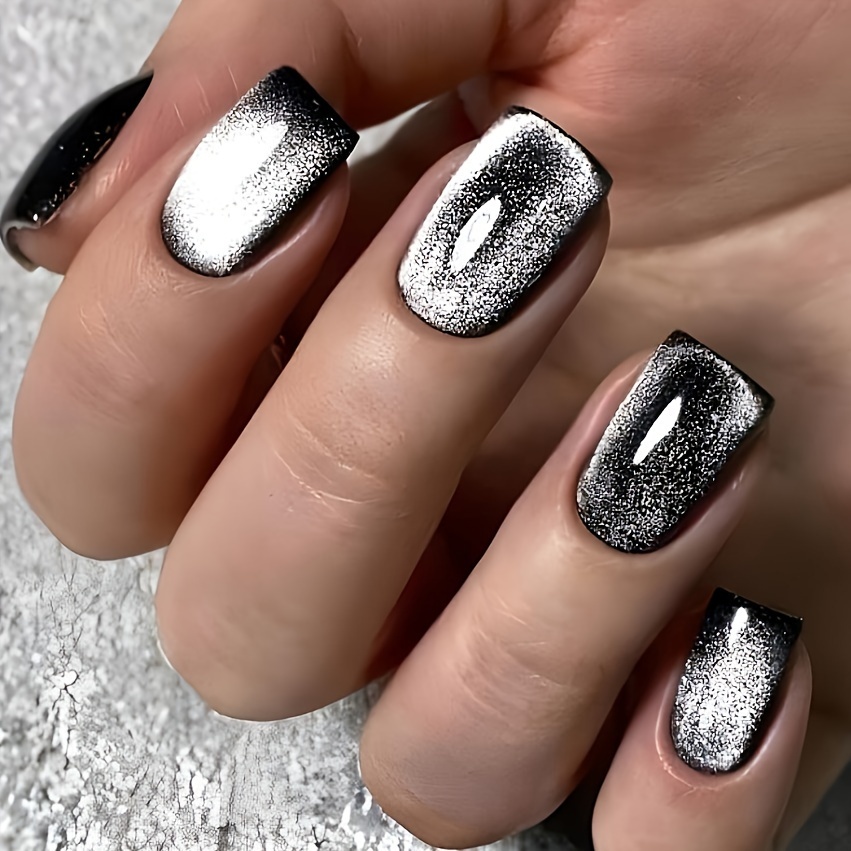 

Cat Eye 24psc Short Simple Plate Wearable Nails Press-on Nails With Nail Set
