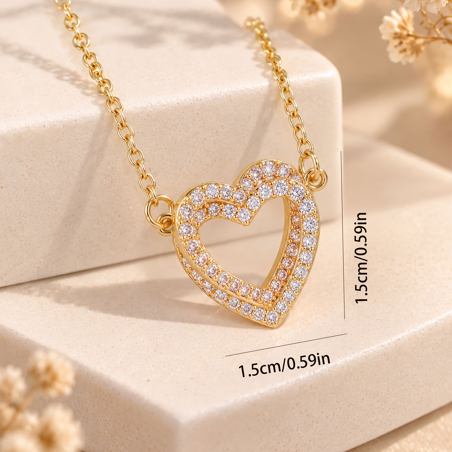 Light Luxury Double Heart Stainless Steel Pendant Necklace