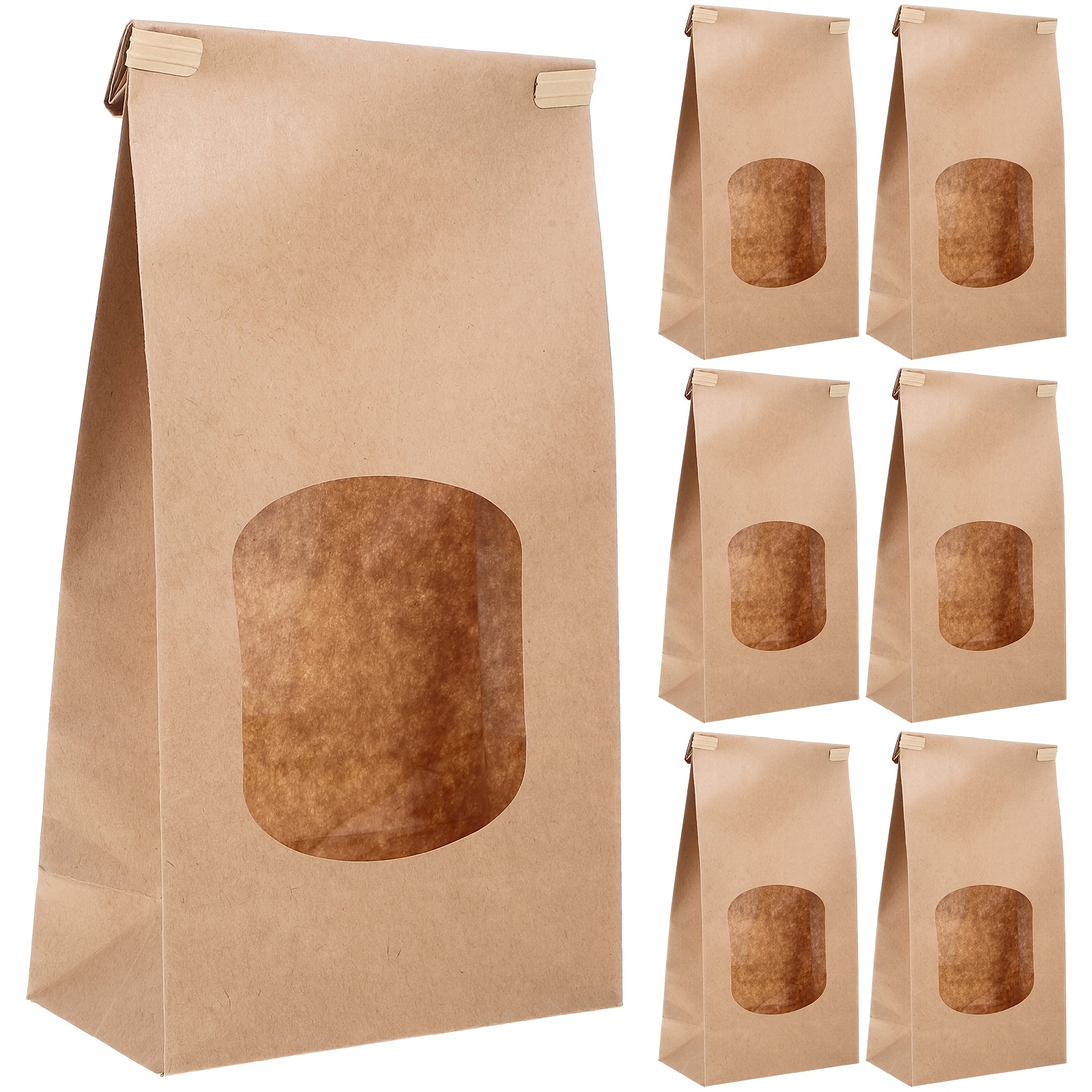 TEMU 10pcs 12x6.5x24.6cm Paper Bags With Window – Tin Tie Tab Lock Design For Easy Sealing – Versatile Gift Bags For Party Favors, Weddings,