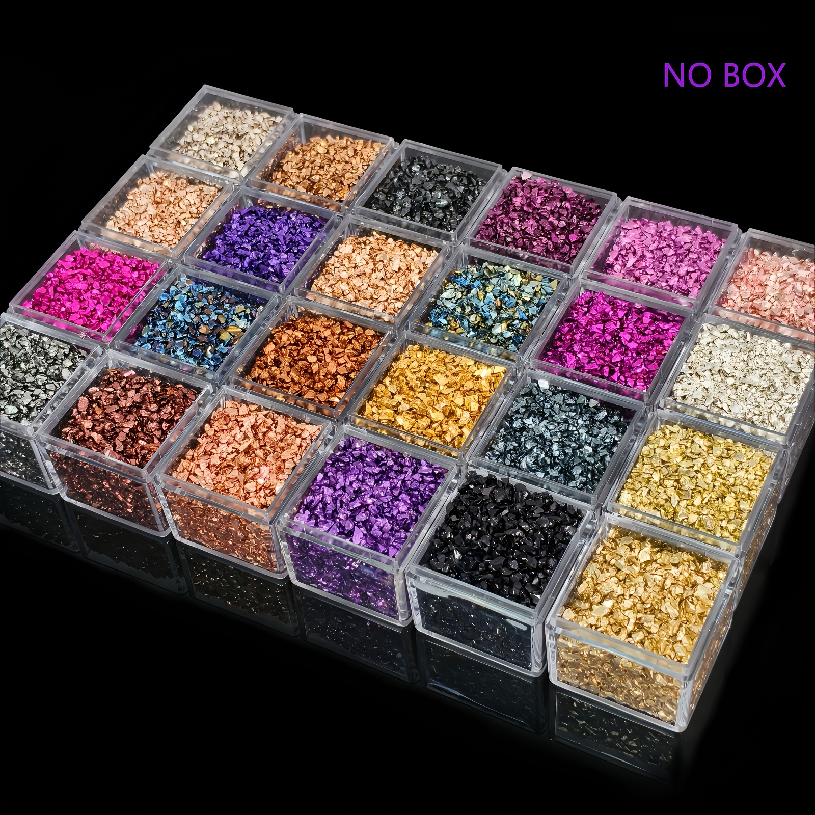 TEMU 24-color Irregular Glass | 120g, 1-3mm High- For Resin Crafts, Nail Art Decorations, Jewelry Making, Diamond Paintings, Home Decor, And Vases