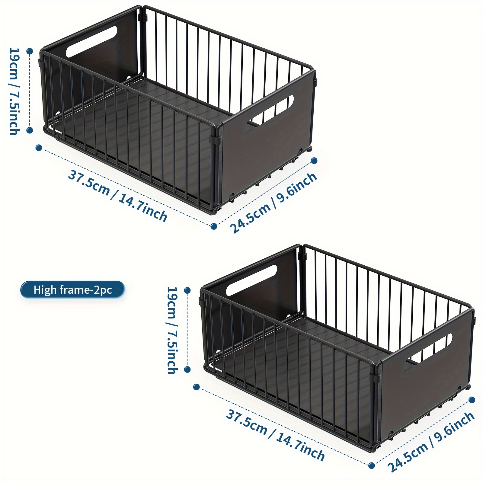 Set Of 2 Pull-out Organizers For Cabinets - Metal Sliding Storage Baskets Ideal For Kitchen Use - Fits Room Cabinets - Home Storage Solutions