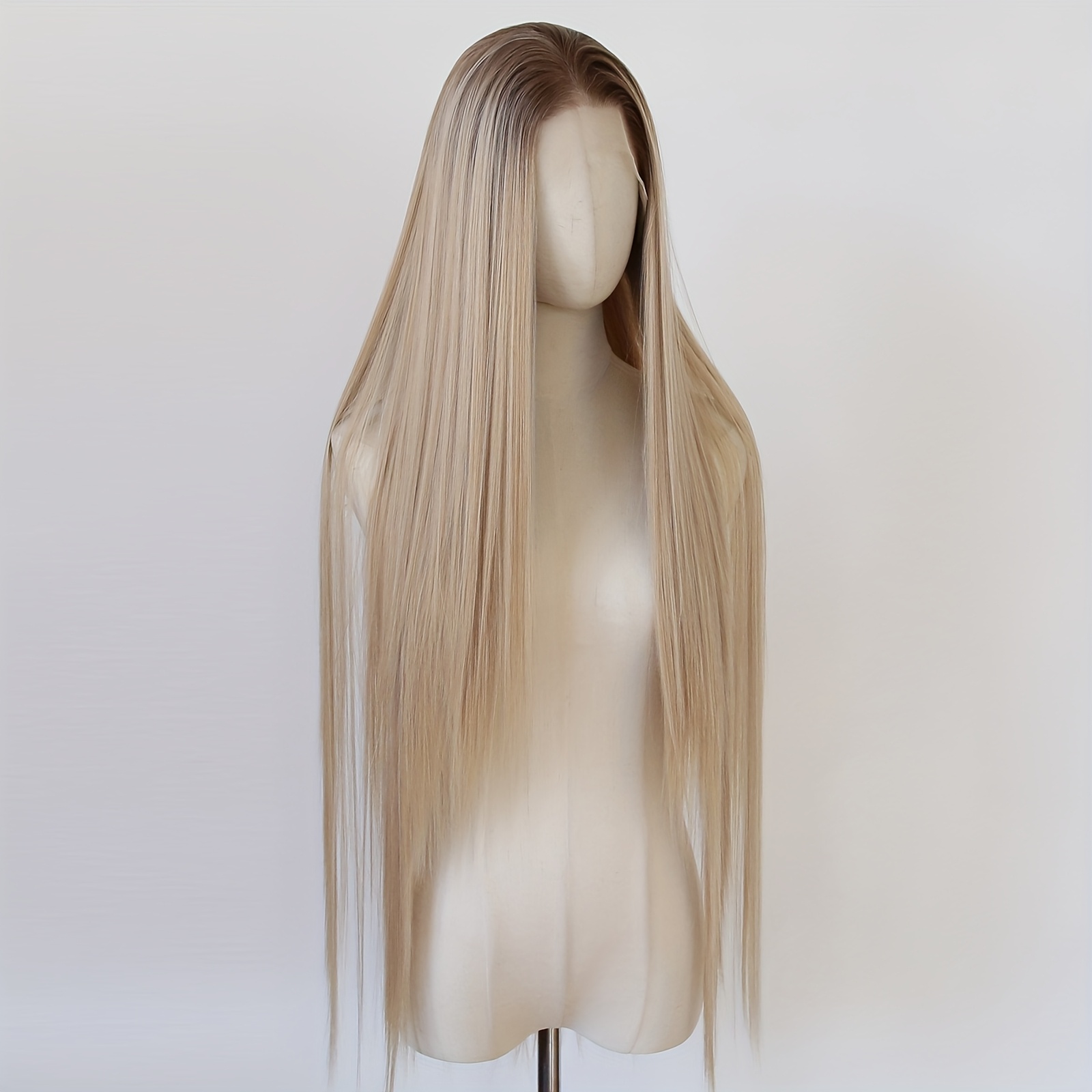 40 inch ombre honey blonde synthetic lace front wig heat - Temu display picture 3