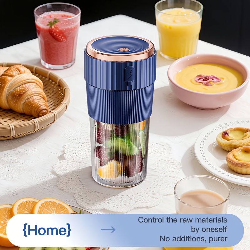 TEMU Tasse à Jus Électrique Portable Fil 450ml avec Tamis Vibrant, Mini Mixeur Rechargeable Type-C à 6 Lames, Mixeur Multifonction pour Smoothie de