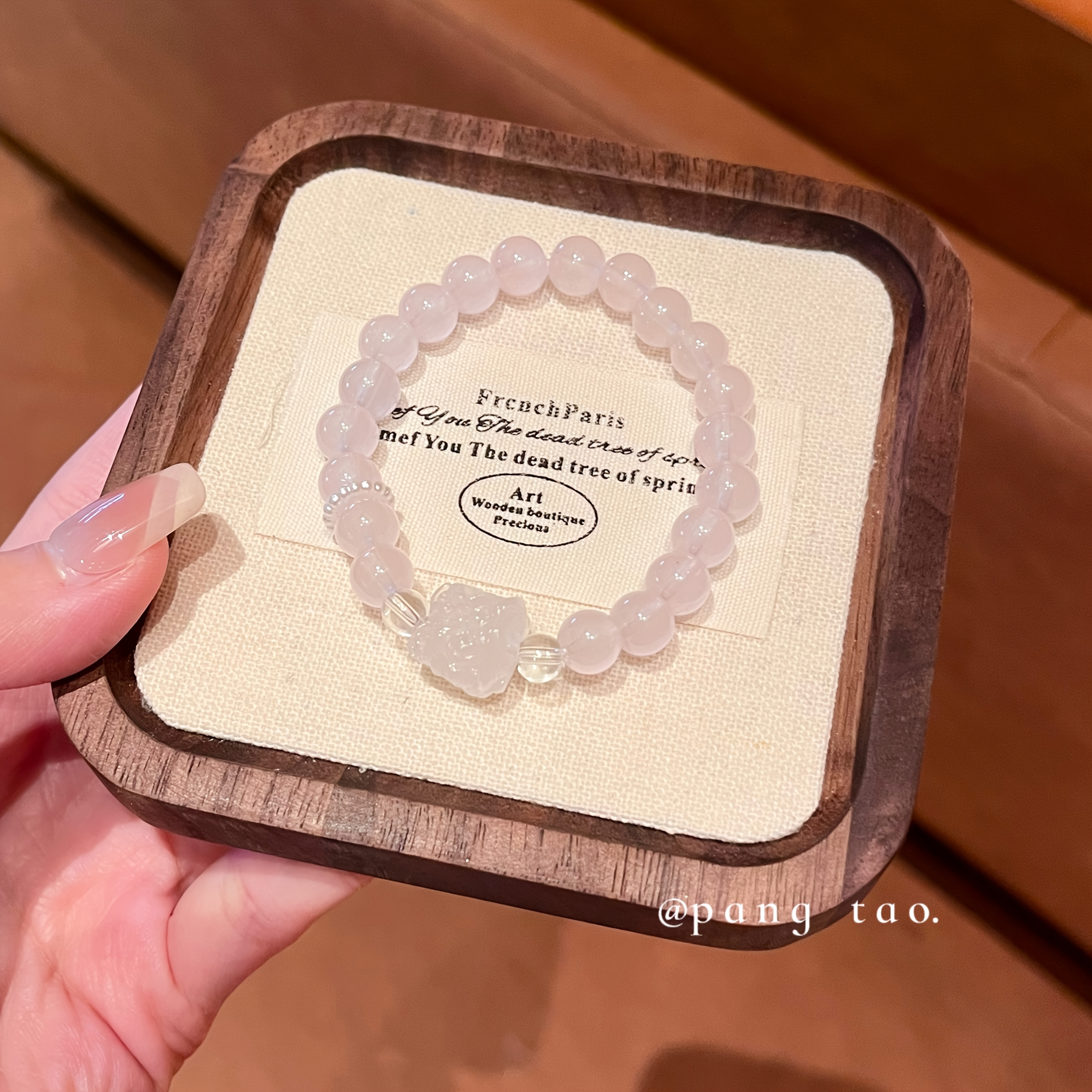 Women's Peach Blossom Crystal Bead Bracelet, Romantic Design