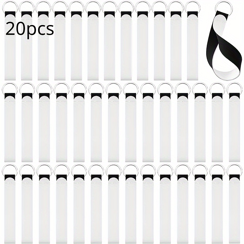 Diy Sublimation Keychain Wristbands - 10/20pcs, Heat Blanks With Split Rings For Crafts, Room Decor