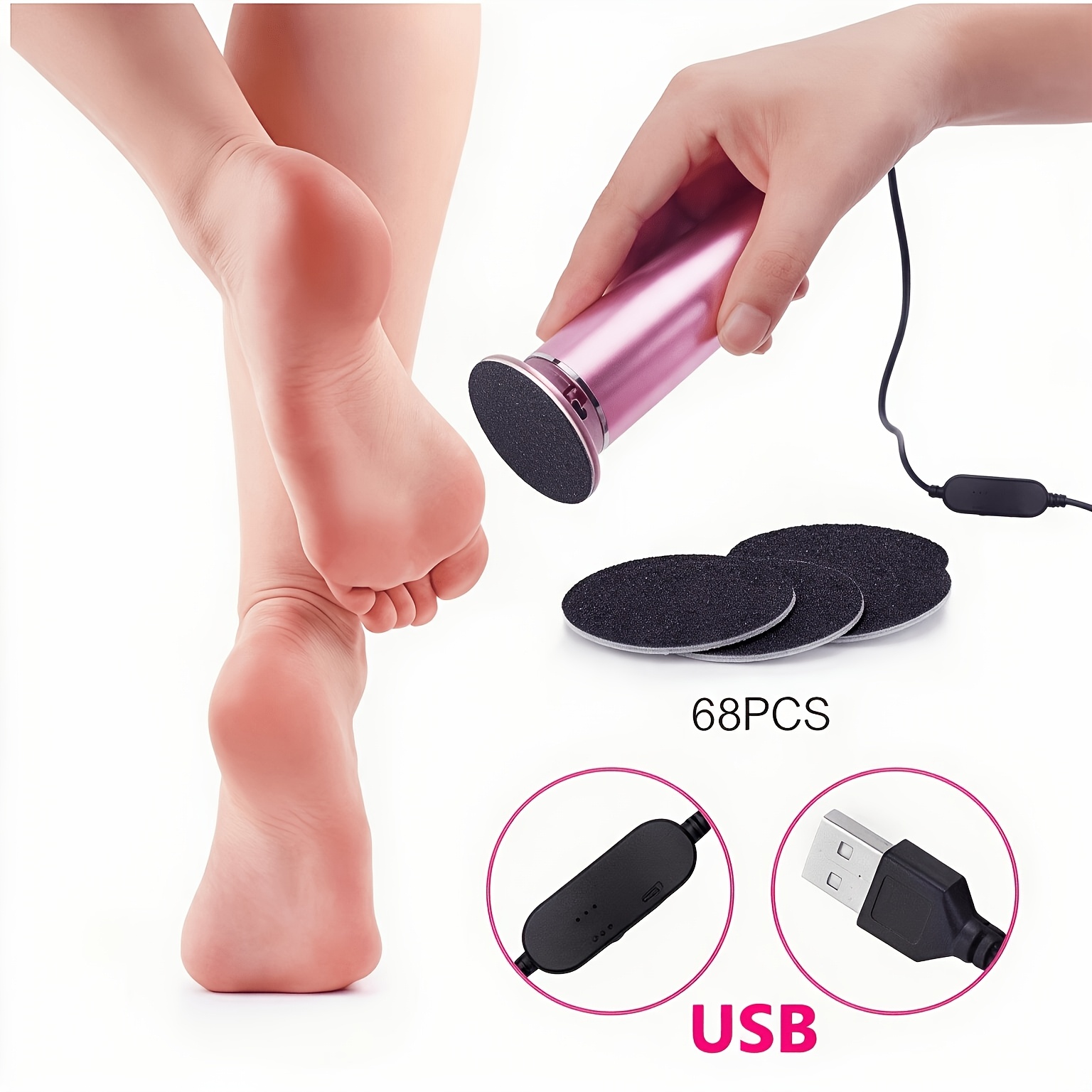 TEMU This Electric Foot Care Device Is With 68 Sandpaper Pieces, Adjustable Speed, And The Sandpaper At . Designed For Men And Women, As Well As Who