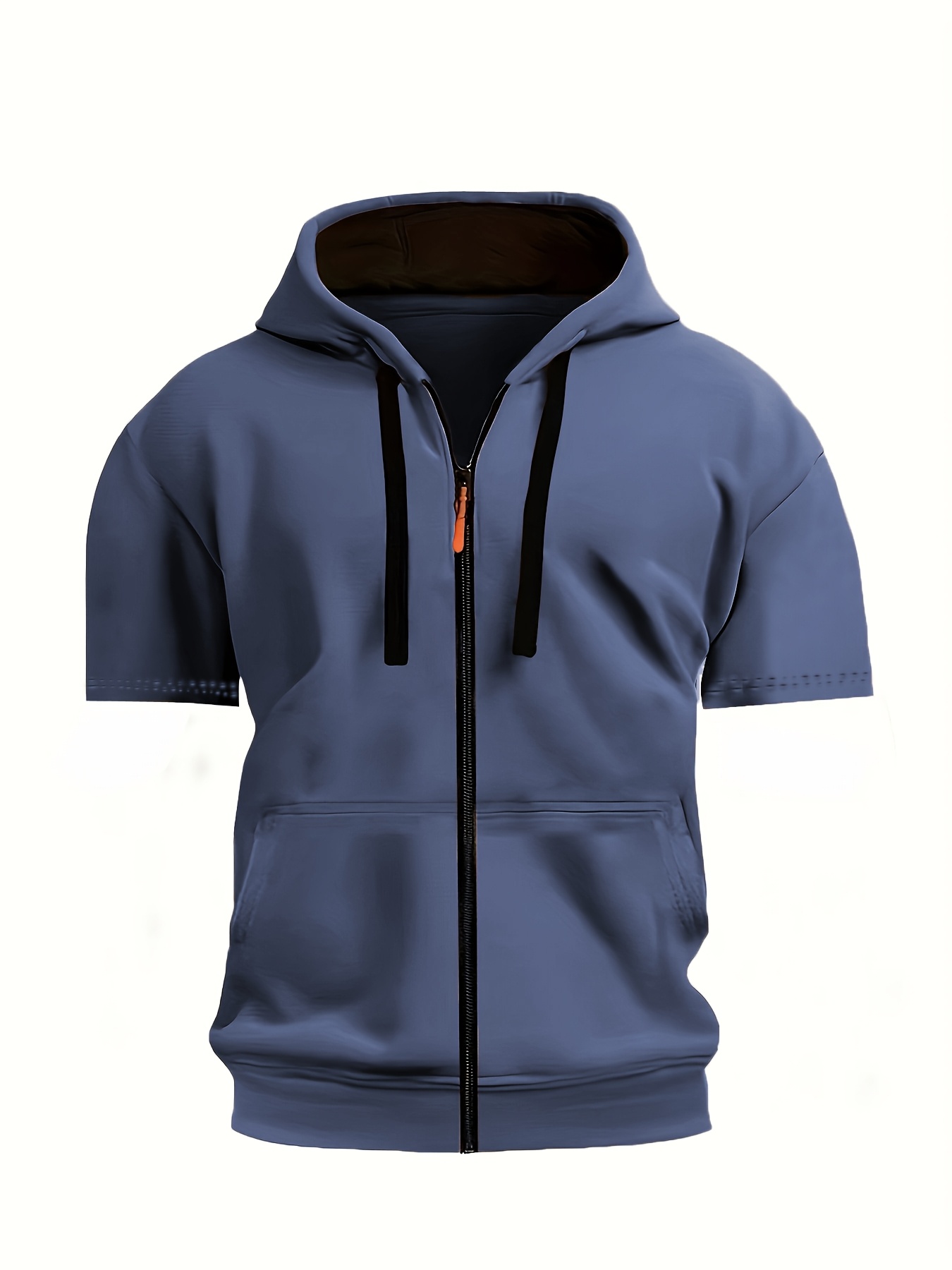 short sleeve mens navy zip up hoodie