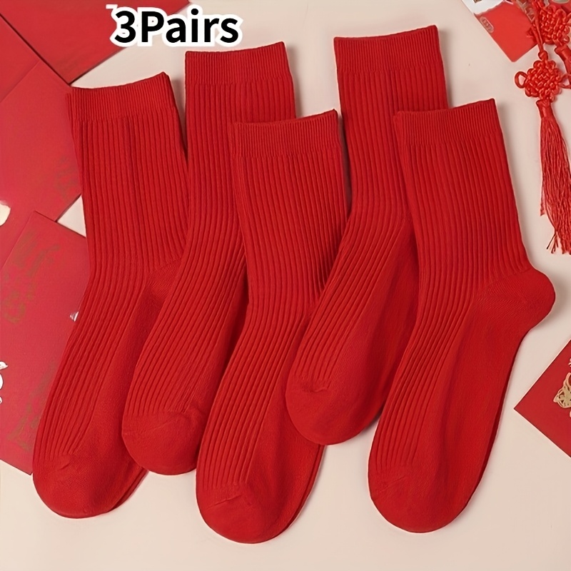TEMU 3 de calcetines navideños rojos para mujer, con las características de , comodidad, transpirabilidad y absorción de la humedad, son adecuados