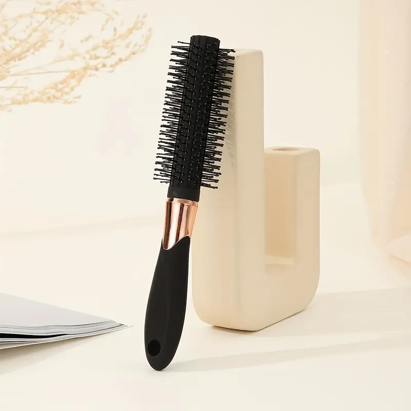 round barrel hair brush for easy smooth curls and straight styles 1 pack plastic bristle normal hair type fine tooth comb with abs plastic handle portable professional styling tool details 0