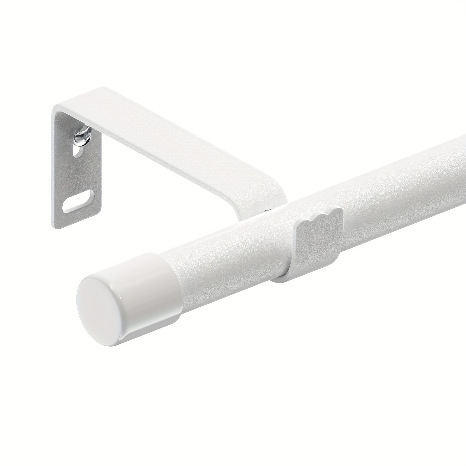 

Modern Matte White Adjustable Curtain Rod Set With Brackets - 5/8" Metal Rod For Windows, Sleek , Curtain Rod Holder