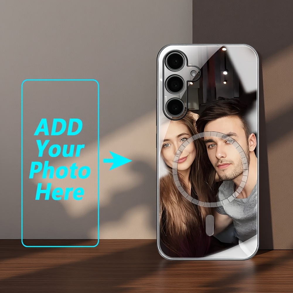 TEMU Phone Case: Magnetic Mirror Glass Phone Case With Custom Photo On Back - Compatible With Galaxy S26/s25/s24/s23/s22/s21/s20/ultra/fe/plus/ /.