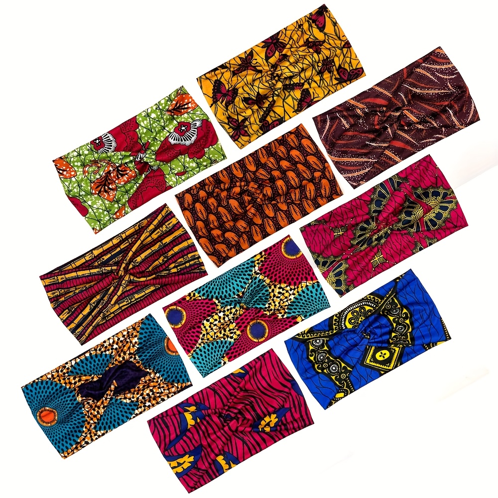 E-shop 10er-Pack Polyester-Stirnbänder für Frauen - Atmungsaktiv, Schweißabsorbierend, Hoch Elastisch, Waschbar, Leichtgewichtig, Langlebig, Modische