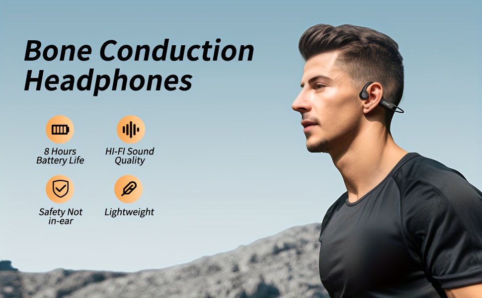 bone conduction headphones wireless 5 3 open ear headphones with mic premium loud sound 8hrs playtime headphones sports headset for running cycling walking details 0