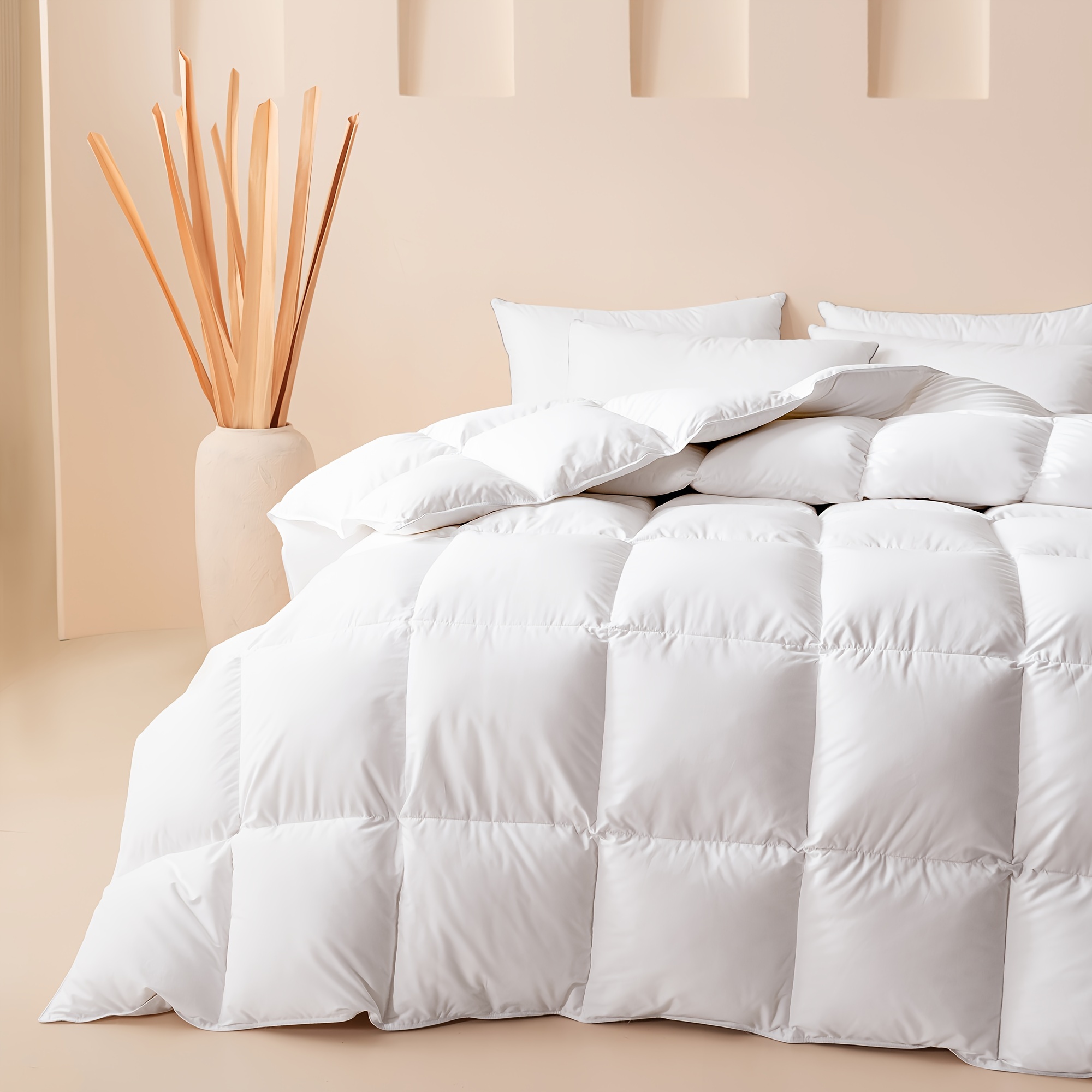 

Cosybay Queen Goose Feather Down Comforter, Ultra Fluffy Down Duvet Insert Queen Size, All Season White 100% Cotton Cover Luxury Hotel Bed Comforter With Corner Tabs, 90"x90