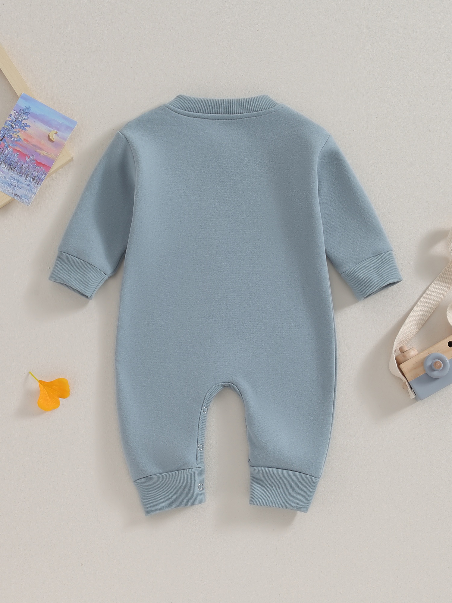 Toddler Baby Sweatshirt Romper Solid Color Fleece Long Sleeve