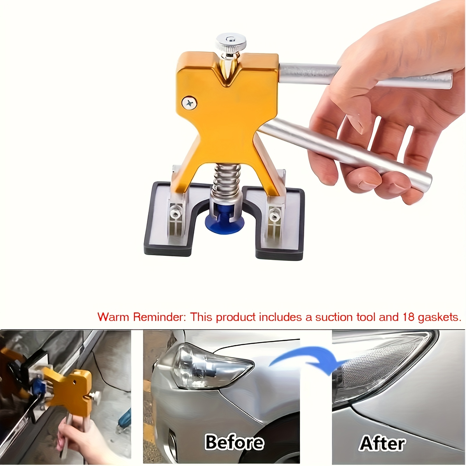 paintless dent repair kit professional body dent puller with 18 tabs mats   dent removal tool for doors hoods non paint damage   body repair essential Product details 7