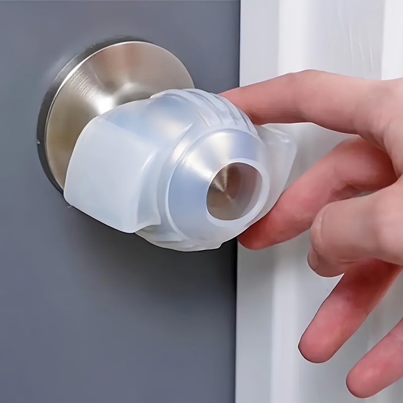 

1pc Clear Rubber Door Knob Cover - Anti-slip Grip Enhancer For Round Handles With Impact Protection - Accessory For Home Safety And Decor