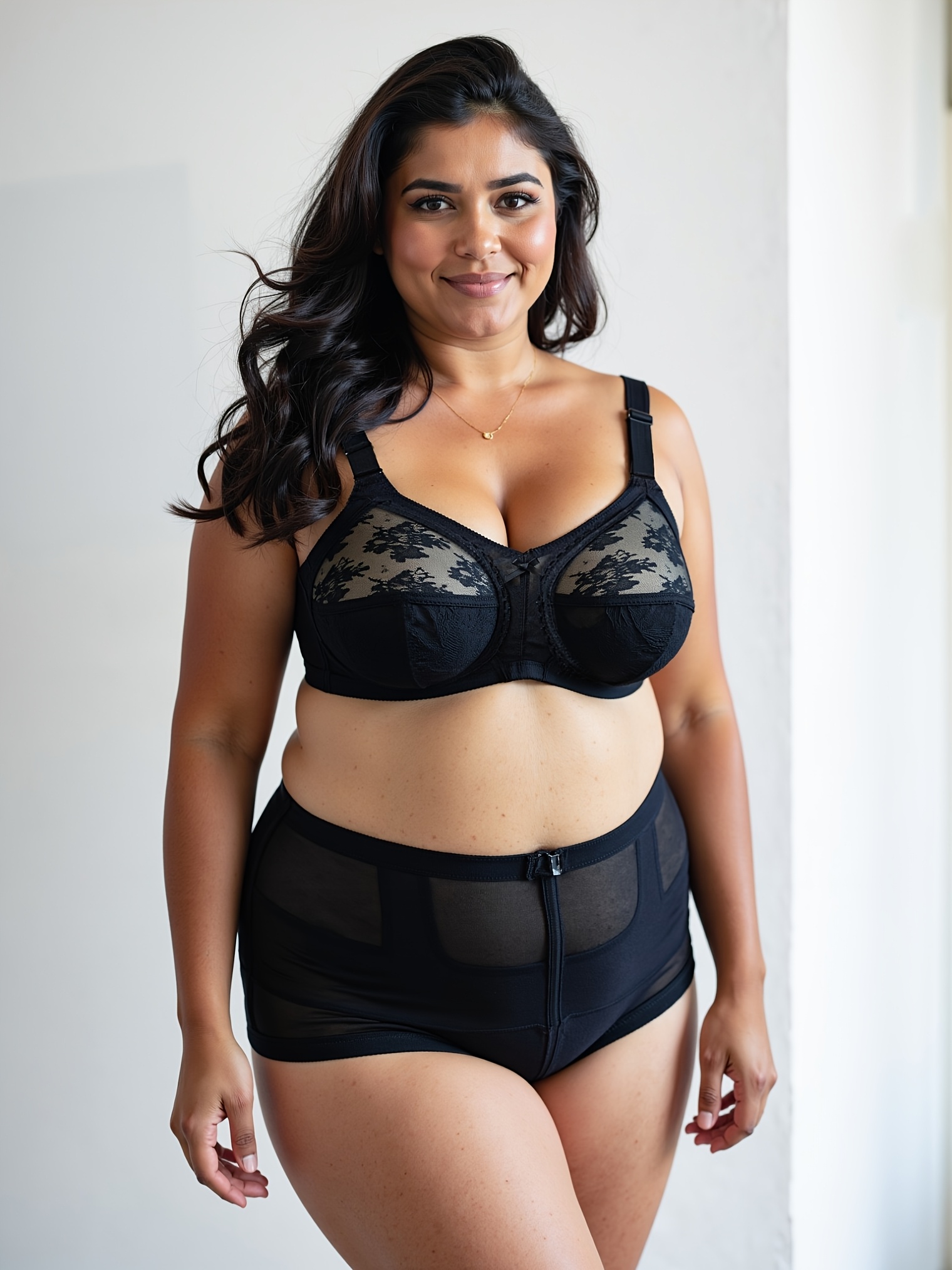 PLUS BRA, Underwire-Free Full Coverage Bra, PUSH UP Bra with Classic Three-Piece Structure in Sheer Fabric, Sexy Contrast Lace, Wide Shoulder Straps, Back Shaping and Side Reduction, 100DD, 105D