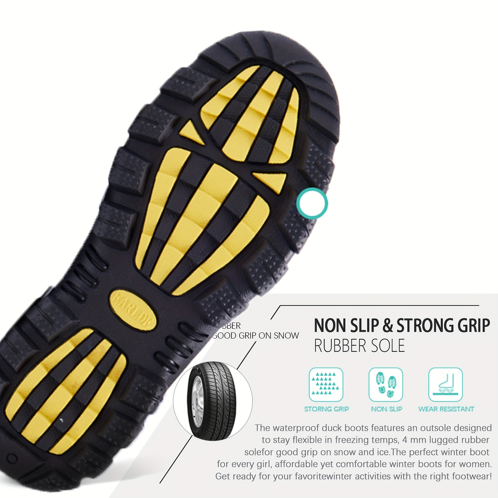   womens snow boot with waterproof lace up   calf outdoor winter deep tread   details 4