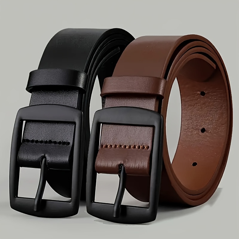 

1pc Men's Fashionable Pu Leather Belt, Simple And Retro Design Smooth Belt For Men